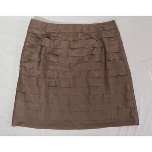 Ann Taylor LOFT Petites 4P Taupe Tiered Skirt NWT Zip Back Lined.